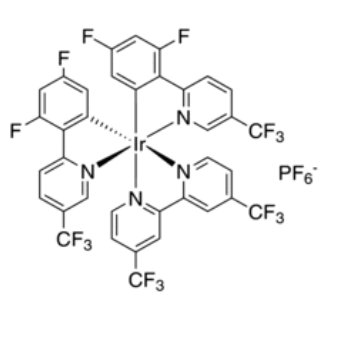 2030437-90-0 H38247 4,4'-Bis(trifluoromethyl)-2,2'-bipyridinebis[3,5-difluoro-2-[5-trifluoromethyl-2-pyridinyl)phenyl] iridium(III) hexafluorophosphate
4,4'-双(三氟甲基)-2,2'-联吡啶双[3,5-二氟-2-[5-三氟甲基-2-吡啶基)苯基]铱(III)六氟磷酸盐