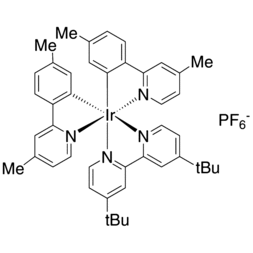 1607469-49-7 H48792 4,4'-Bis(t-butyl-2,2'-bipyridine)bis[5-methyl-2-(4-methyl-2-pyridinyl-kN)phenyl-kC]iridium hexafluorophosphate
4,4'-双(叔丁基-2,2'-联吡啶)二[5-甲基-2-(4-甲基-2-吡啶基-kN)苯基-kC]六氟磷酸铱