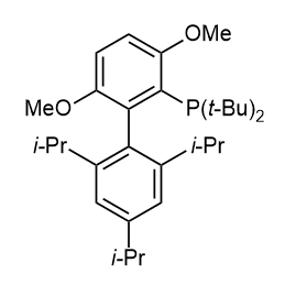 1160861-53-9 H59738 2-Di-t-butylphosphino-3,6-dimethoxy-2',4',6'-tri-i-propyl-1,1'-biphenyl
2-二叔丁基膦-3,6-二甲氧基-2′,4′,6′-三异丙基-1,1′-联苯