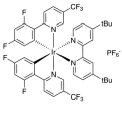 870987-63-6 H64994 (4,4'-Di-t-butyl-2,2'-bipyridine)bis[3,5-difluoro-2-[5-trifluoromethyl-2-pyridinyl-kN)phenyl-kC]iridium(III) hexafluorophosphate
[4,4′-双(1,1-二甲基乙基)-2,2′-联吡啶N1, N1']双[3,5-二氟-2- [5-(三氟甲基)-2-吡啶基N]苯基-C]六氟磷酸铱(III)