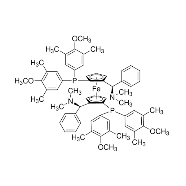494227-37-1 H10719 (S,S)-(-)-2,2'-Bis[(R)-(N,N-dimethylamino)(phenyl)methyl]-1,1'-bis[di(3,5-dimethyl-4-methoxyphenyl)phosphino]ferrocene
(SP,S′P)-1,1′-双[双(4-甲氧基-3,5-二甲苯基)膦基]-2,2′-双[(R)-α-(二甲氨基)苯甲基]二茂铁(876608-69-4)