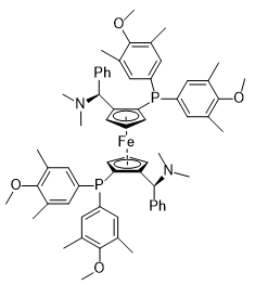 849925-12-8 H18620 (RP,R'P)-1,1'-Bis[bis(4-methoxy-3,5-dimethylphenyl)phosphino]-2,2'-bis[(S)-α-(dimethylamino)benzyl]ferrocene
(RP,R′P)-1,1′-双[双(4-甲氧基-3,5-二甲苯基)膦基]-2,2′-双[(S)-α-(二甲氨基)苯甲基]二茂铁