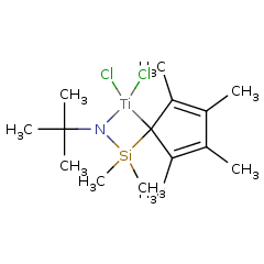 162763-85-1 H35368 (dimethylsilyl(t-butylamino))(tetramethylcyclopentadienyl)titanium dichloride
[二甲基硅基(叔丁基胺基)](四甲基环戊二烯基)二氯化钛(135072-61-6)