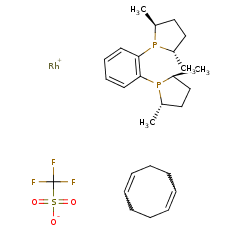 136705-75-4 H40048 1,2-Bis[(2S,5S)-2,5-dimethylphospholano]benzene(cyclooctadiene)rhodium(I) trifluoromethanesulfonate
1,2-双[(2S,5S)-2,5-二甲基磷]苯(环辛二烯)三氟甲磺酸铑(I)