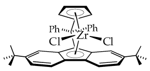 148423-37-4 H54661 [1-(η5-cyclopentadien-1-yl)-1-(η5-2,7-di-tert-butylfluoren-9-yl)-1,1-diphenylmethane]zirconium dichloride
二苯亚甲基环戊二烯(2,7-二叔丁基-芴基)二氯化锆