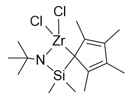 135539-49-0 H92151 Dimethylsilyl(t-butylamido)tetramethycyclopentadienyl zirconium dichloride
二甲基甲硅烷(叔丁基氨基)四甲基环戊二烯基二氯化锆